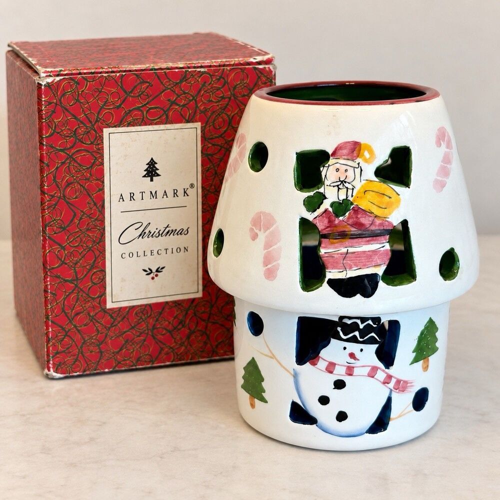 Artmark Christmas Fairy Candle Holder Santa Snowman Original Luminary 5 Inch Box